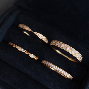 通勤饰品百搭款 日系锆石镂空戒指环925银镀金时尚 小钻戒指圈合集