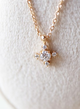 日系十字星项链s925银镀金锁骨链