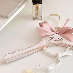 jk专用拍照婚礼衣架复古做旧白实木婚纱衣架lo娘专用衣架