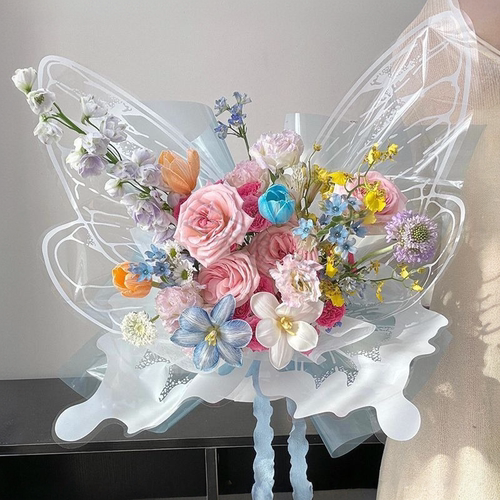 蝴蝶花束包装纸创意鲜花材料花店