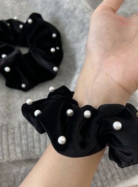 黑色大号丝绒发圈丸子头发饰高级感大肠圈韩式气质绑头发头绳韩国