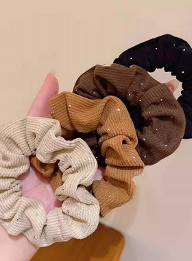 点钻法式毛线大肠圈复古简约高级感头绳布艺大肠发圈发绳发饰