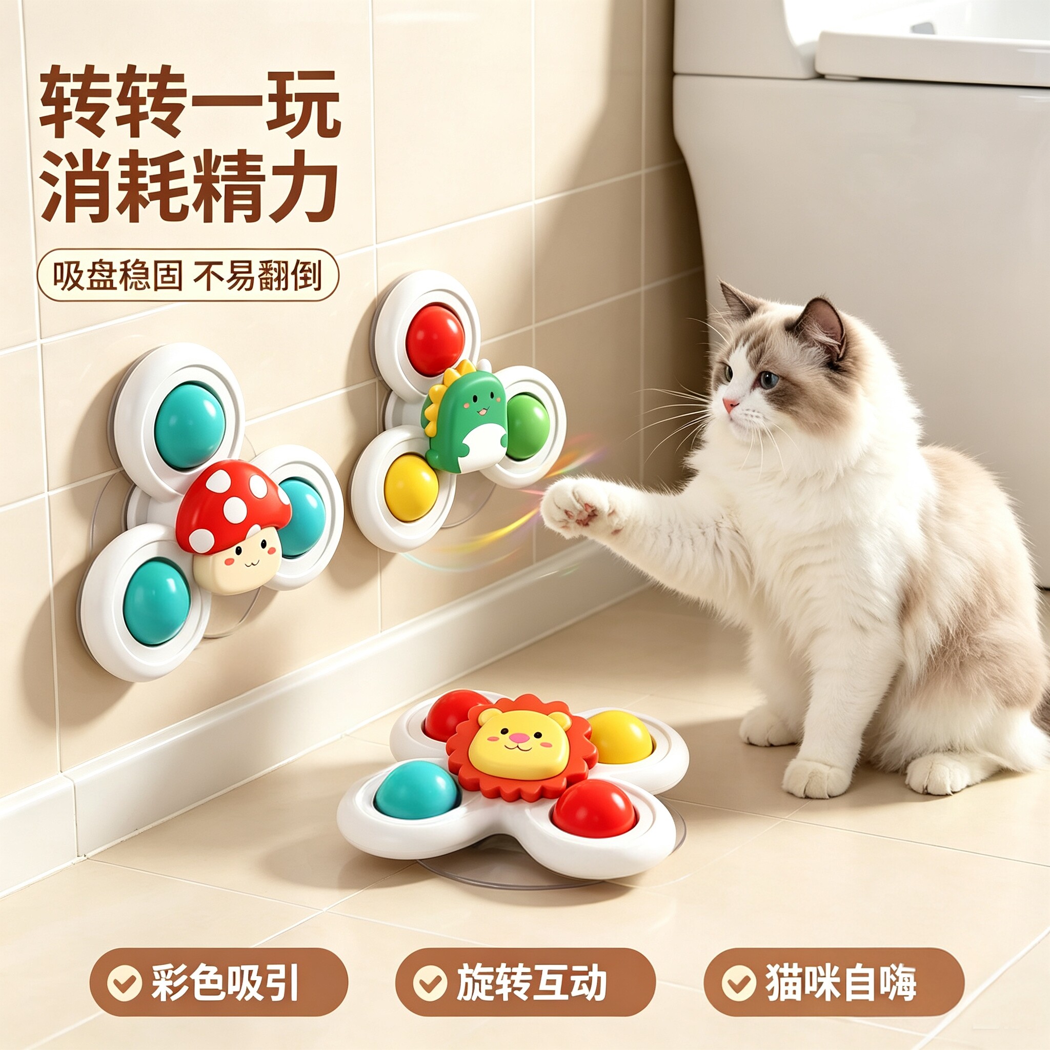旋转风车｜吸盘转转乐自嗨逗猫棒图片