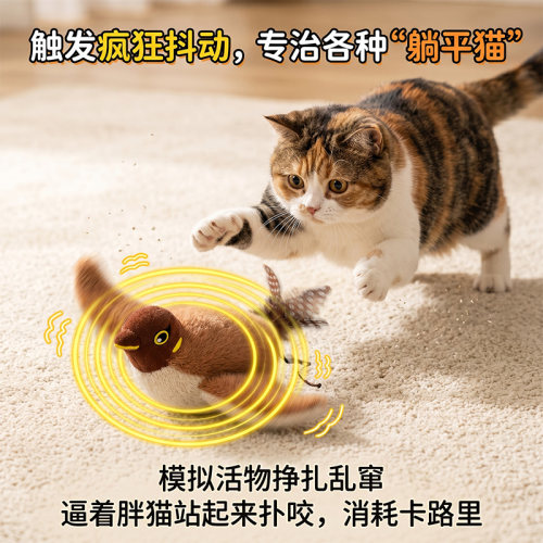 抖抖鸟电动发声猫玩具狩猎逗猫棒