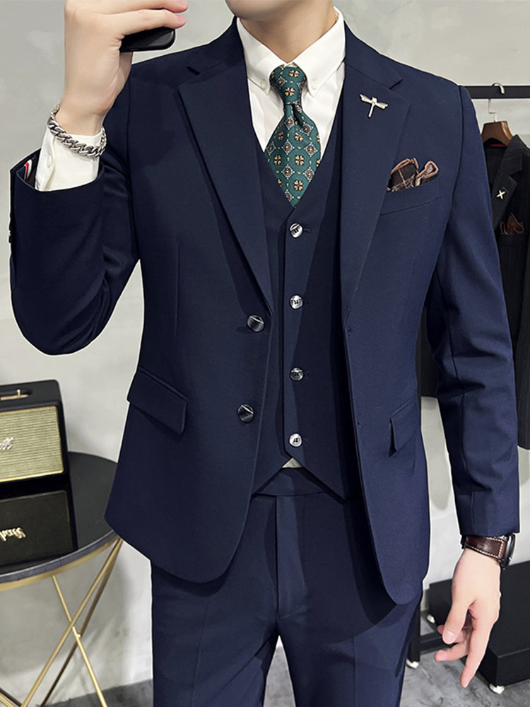 2024 SPRING SLIM SUIT MENS SINGLES TWO-BUTTON PLUS-SIZE JACKET BRITISH HANDSOME GROOM GROOM BEST MAN WEDDING DRESS