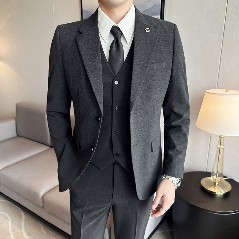 活袖衩大码西服男三件套两粒扣主持人修身西装新郎伴郎团结婚礼服