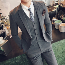 男三件套休闲大码 正装 西装 韩版 新郎痞帅结婚礼服 外套修身 西服套装