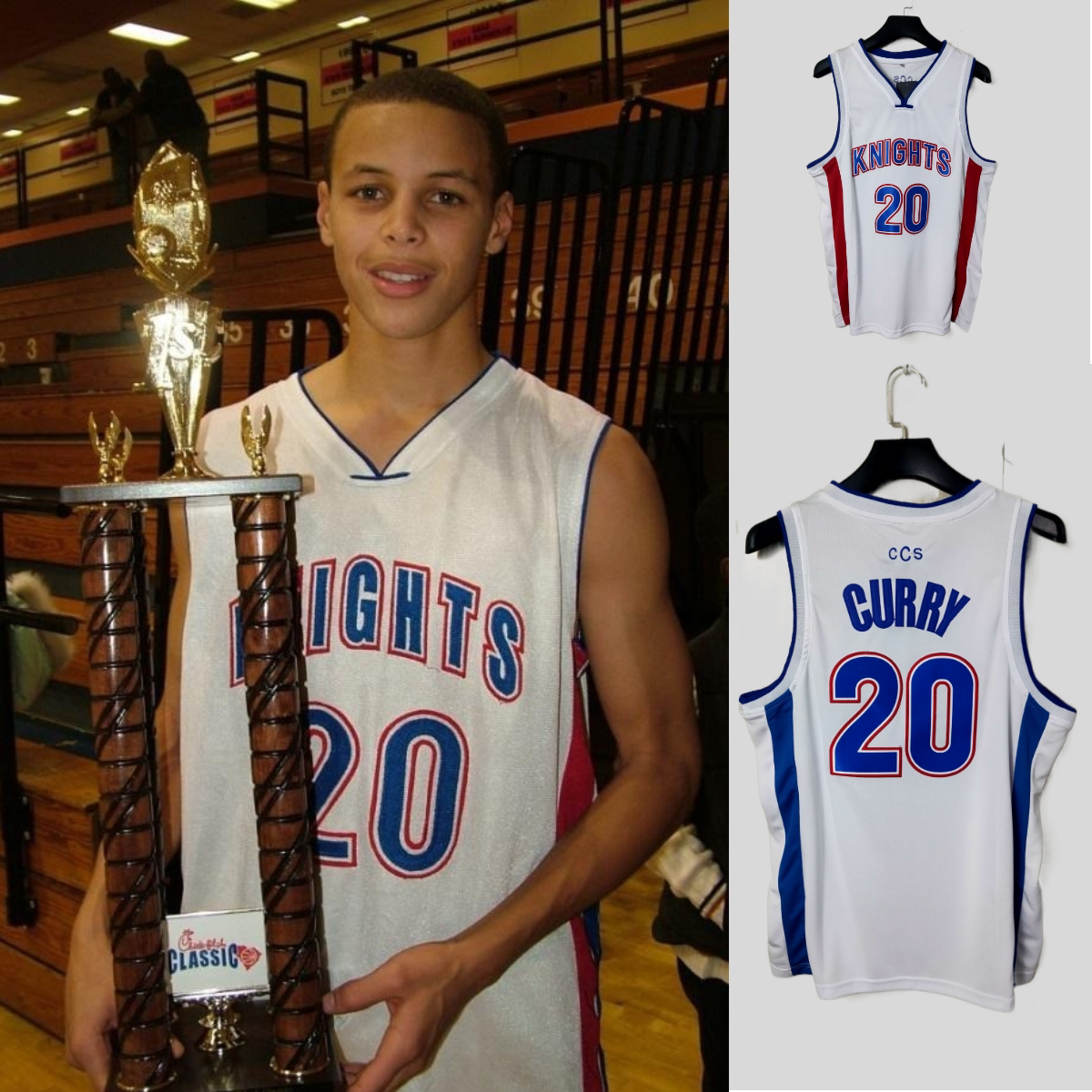 斯蒂芬·库里20号高中时期刺绣球衣男女宽松运动美式透气篮球服