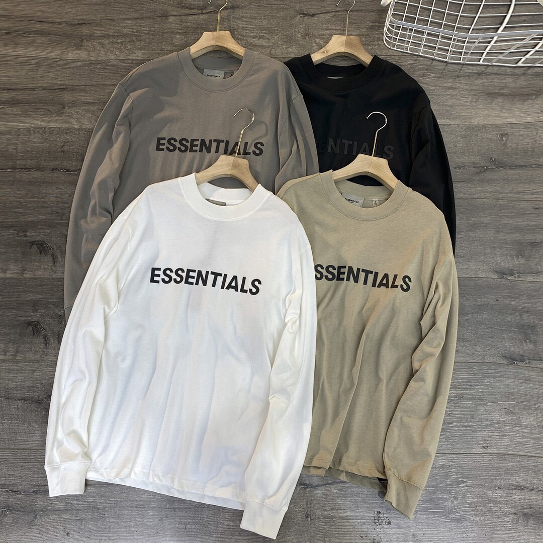 百搭高街fog字母印花复线essentials纯棉长袖t恤男女款情侣打底衫
