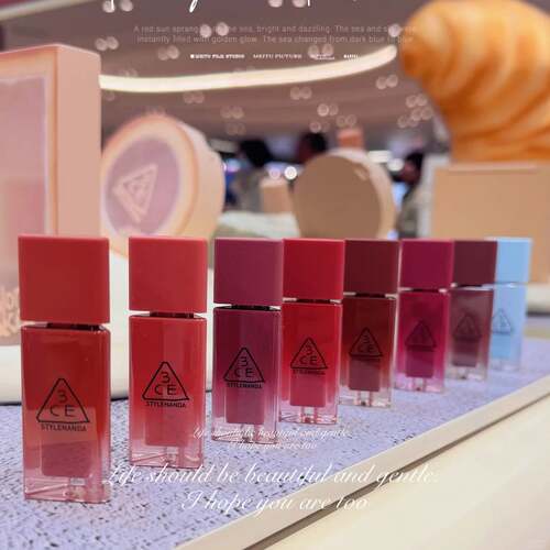 3ce小硬糖唇釉水光镜面裸色口红01白桃柠茶02芭乐苏打春夏滋润女