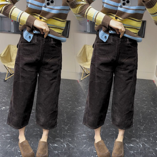 九分哈伦裤 高腰宽松简约净版 休闲秋冬2025灯芯绒老爹裤 欧货时尚