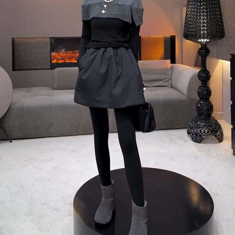 韩系高级感蓬蓬裙2025秋冬新款休闲气质时尚百搭简约黑色半身短裙