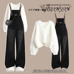 小个子卫衣流行显瘦时尚新款潮两件套装今年减龄背带裤女套装入秋