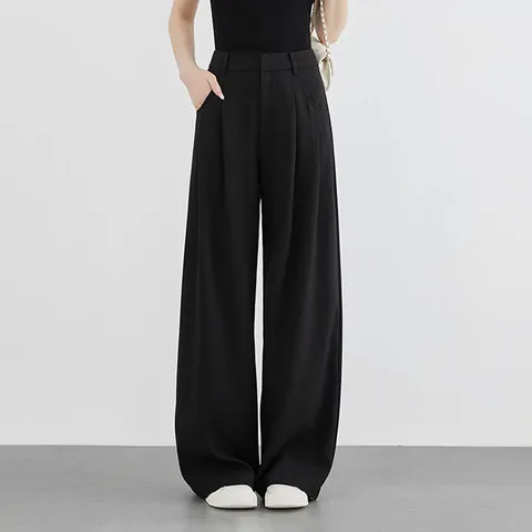 直筒阔腿裤西装裤通勤黑色百搭女秋季2025窄版宽松西裤休闲显瘦