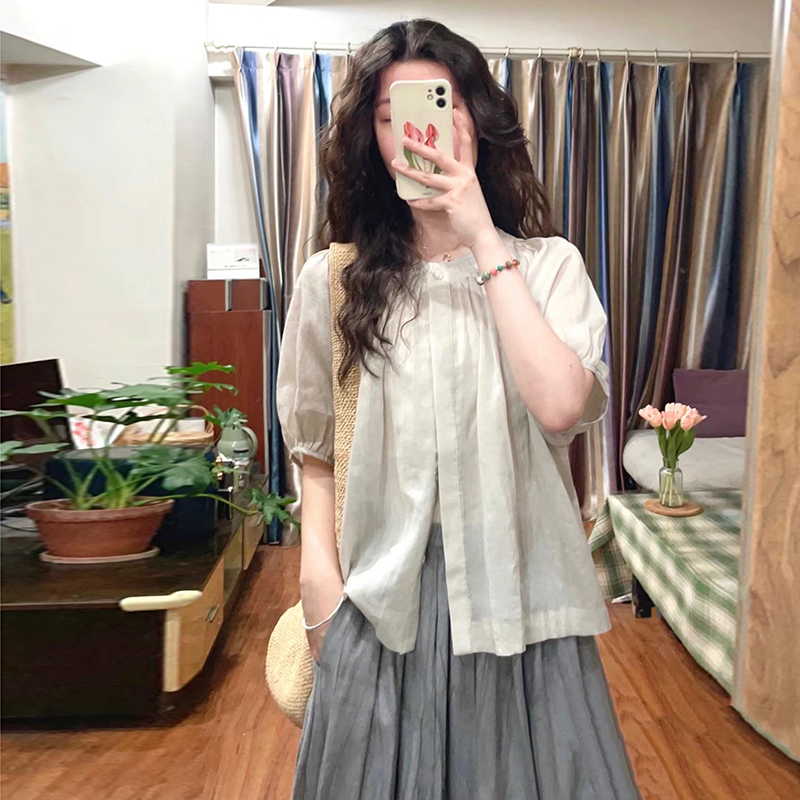 高定设计感丝麻衬衫裙子两件套女夏装2025新款欧货时尚连衣裙子女