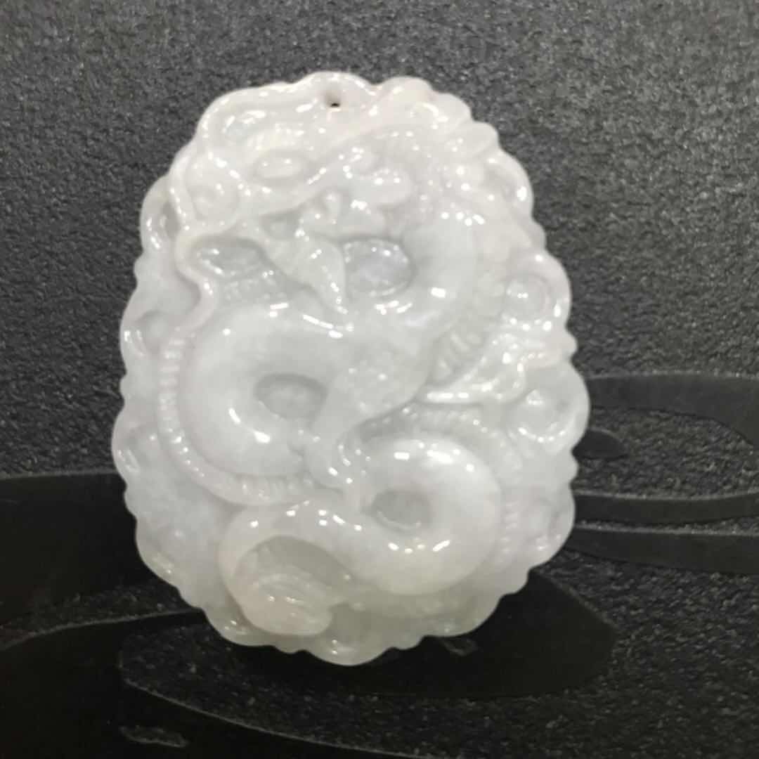 慕譽緬甸天然翡翠A貨 糯冰種 霸氣精雕生肖龍牌 男款吊墜正品
