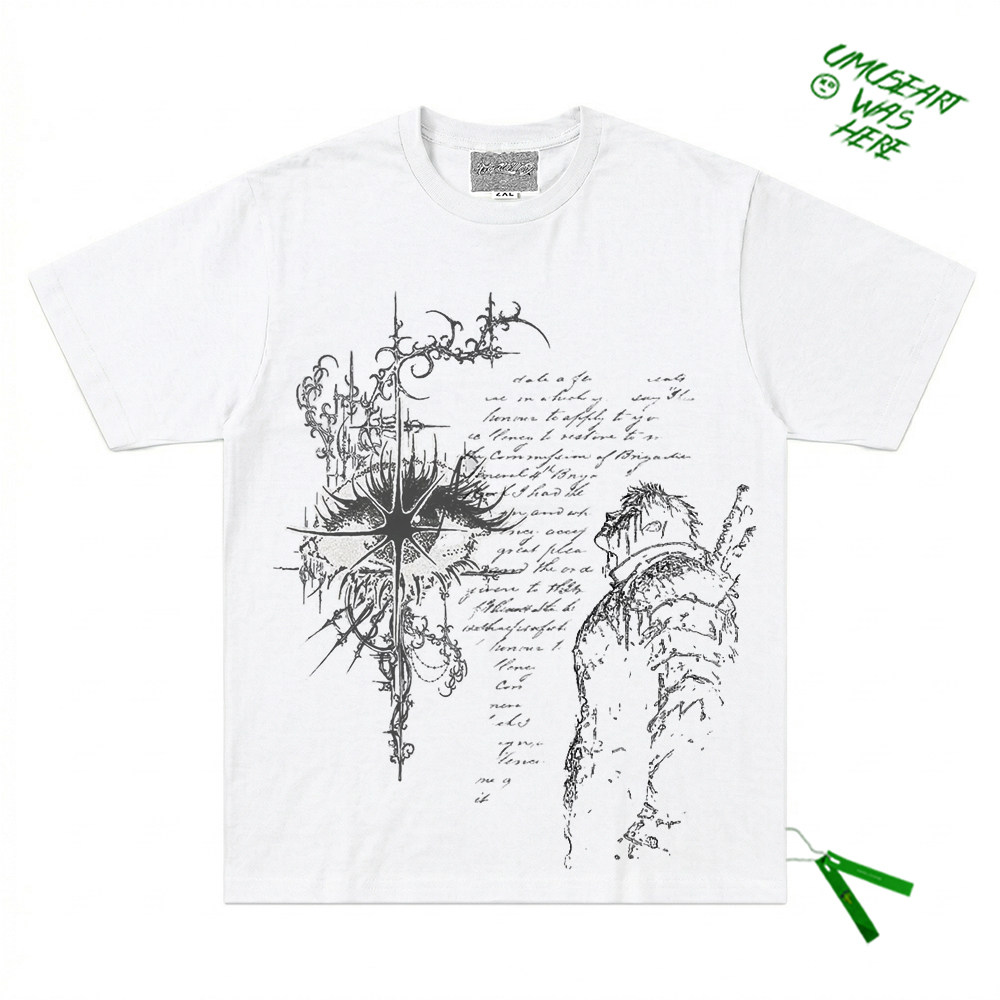 美式复古视觉系线条涂鸦暗黑亚文化剑风传奇格斯名台词短袖T恤