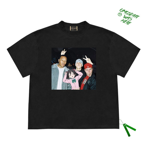 欧美高街男女动漫恶搞ins甜酷学生vibe宽松短袖T恤大码oversize