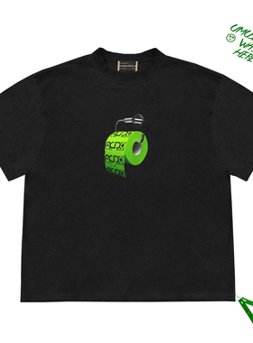 夏季美式复古Short Sleeve Tee趣味卷纸图案短袖T恤学院风半袖