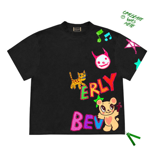 雾都记忆 夏季新款Short Sleeve Tee原创设计彩色涂鸦短袖T恤bf风