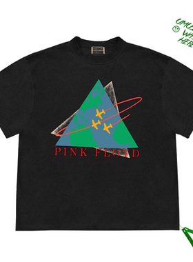 oldschool平克弗洛伊德PinkFloyd乐队字母印花情侣装男女短袖t恤