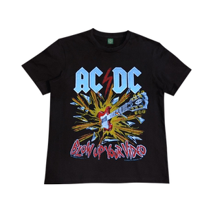 oldschool风美潮复古经典摇滚acdc周边短袖男ins超火黑色打底T恤