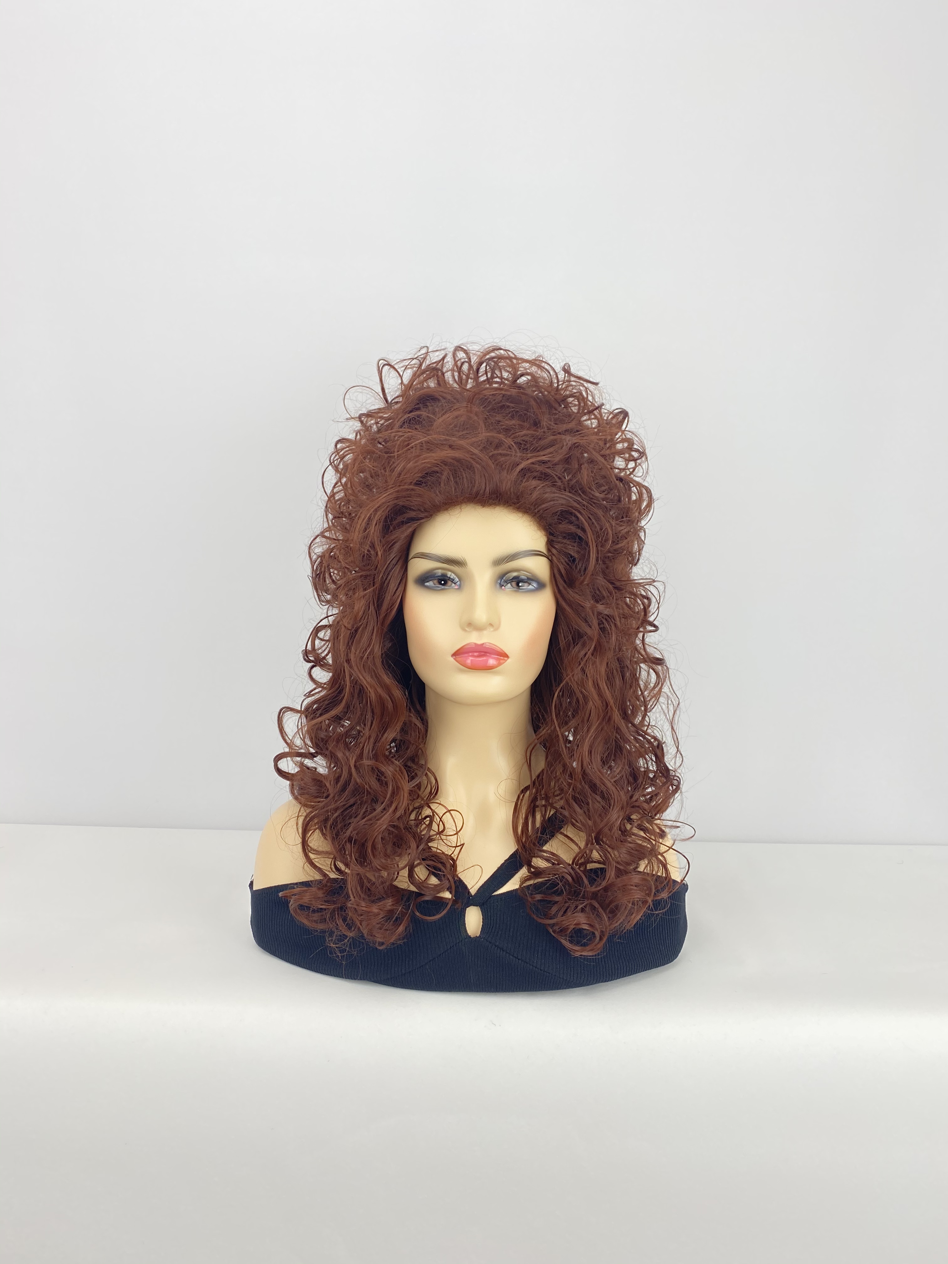 宫廷假发 中长满头卷空心大高头假发 高温丝 红棕色卷发 全头套