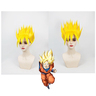【烈火】七龙珠悟空cos假发 孙悟空冲天造型金黄色头套现货