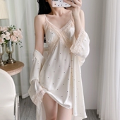 带胸垫蕾丝高级感家居服套装 睡衣女款 冰丝吊带短裤 新款 性感夏季