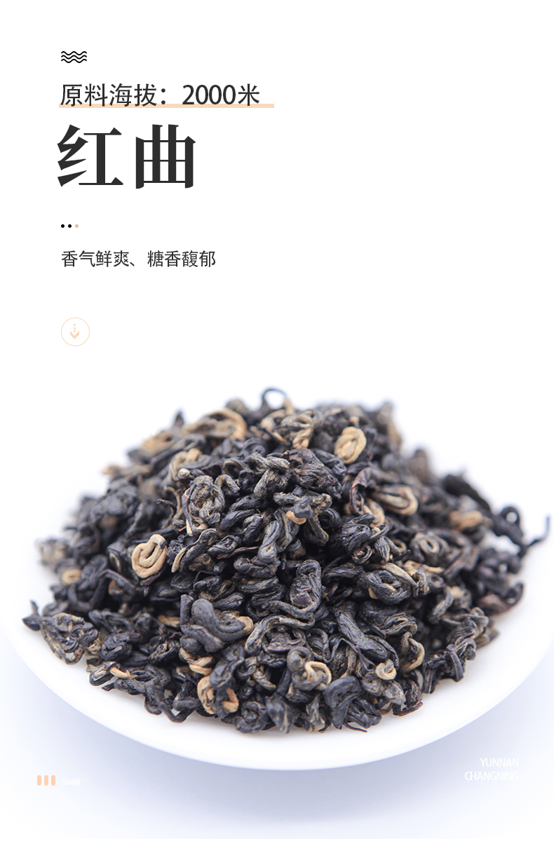遐尔红曲滇红红茶云南保山昌宁大叶种红茶