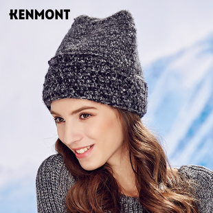 卡蒙帽子女冬高级感杂色针织帽卷边可爱帽耳朵毛线帽套头帽1789