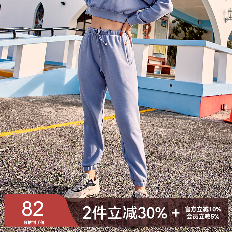 AlphaGym加绒保暖卫裤女 秋冬款松紧带宽松休闲束脚运动跑步长裤