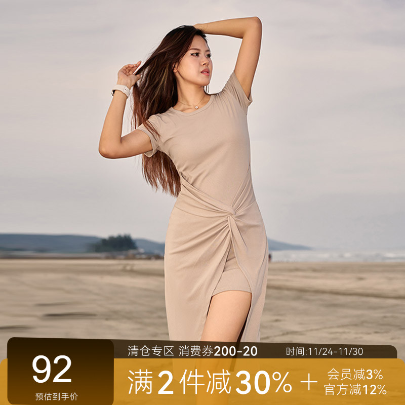 AlphaGym扭结短袖显瘦修身连衣裙