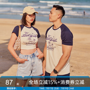 AlphaGym冰瓷棉情侣款T恤短袖夏季INS短款上衣女半袖运动休闲服男