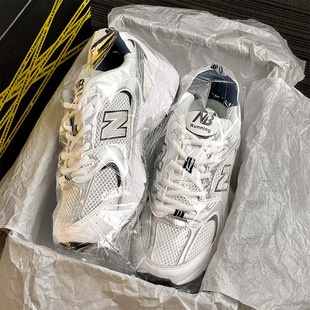 nb530白银运动鞋 厚底增高老爹鞋 系列2024网面透气跑步鞋 夏季 N字鞋