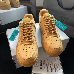 运动休闲低帮板鞋 AF1休闲百搭男士 空军.一号小麦色男女款 官方正品