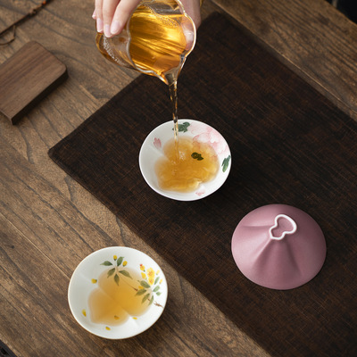 灵隐抱富手绘桂花陶瓷葫芦茶杯