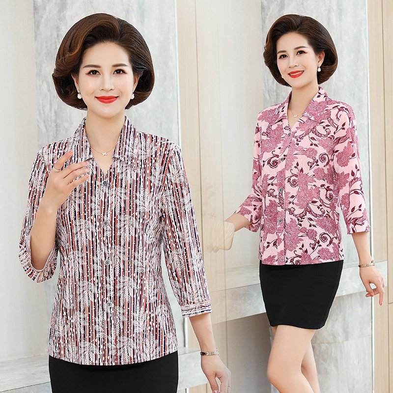 Middle-aged and elderly people shirt have cash less than that is registered in the accounts Mom outfit Summer wear Large Self cultivation Ice Cotton Three Quarter Sleeve printing shirt jacketin the Women's clothing/Boutique , Middle-aged women  category - from Buy2taobao.com to provide professional Taobao agent buy service