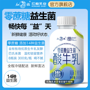 【新品上市】红梅乳业零蔗糖益生菌酸牛乳酸奶风味无蔗糖300g/瓶