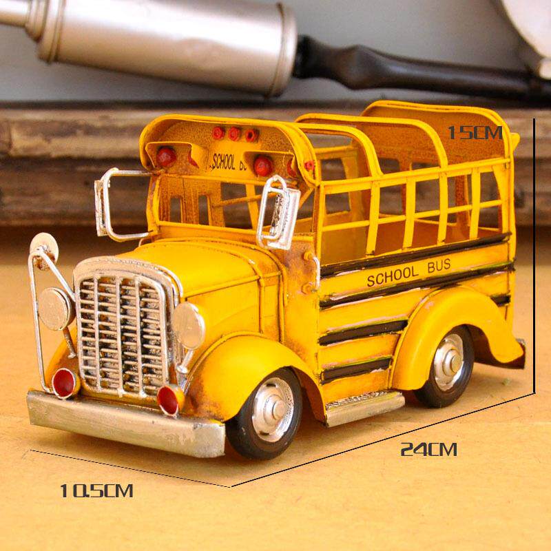 汽车金属创意笔筒设计感办公室工位桌面男生校车模型收纳房间装饰