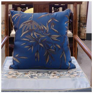 新中式竹叶纷纷高精密提花面料红木家具家居抱枕坐垫装饰桌旗面料