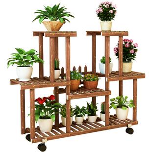 花架木质简易室内客厅盆景绿萝吊兰多肉多层花架子木头阳台置物架