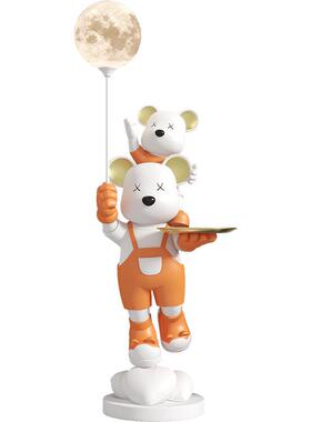 亲子熊收纳落地大型摆件月球灯电视柜沙发边酒店会所装饰