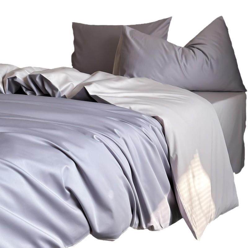 纯色全棉100贡缎长绒棉四件套单人床宿舍三件套出口四季款极简