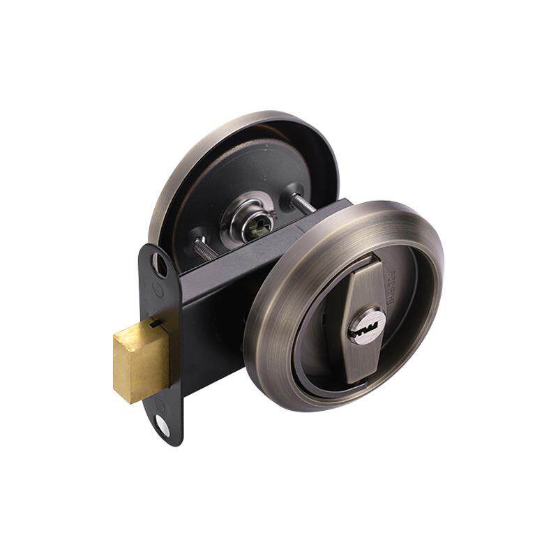 304不锈钢隐形门锁带钥匙卫生间暗门嵌入式拉手背景墙圆形拉环