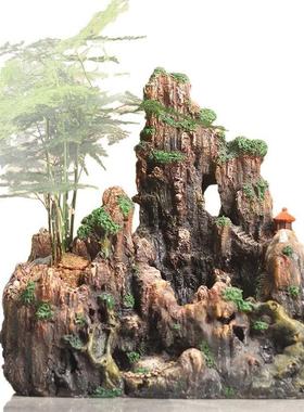 箐楷假山花盆树脂摆件造景绿植室内场景装饰客厅盆景中式景观造型