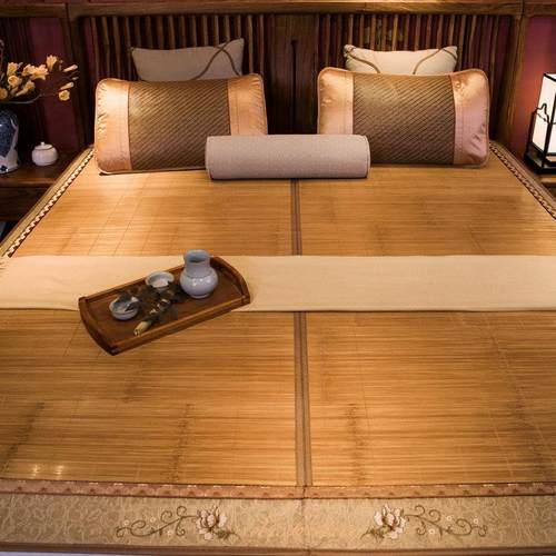 夏季折叠双面竹子凉席学生竹席安吉竹席全青镜面磨光碳化席竹席