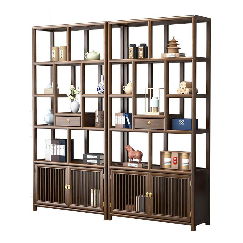 博古架实木中式多宝阁茶柜置物架榆木隔断摆件办公室茶叶柜展示柜
