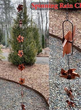 户外花园的沟渠链排水管排水管，功能性和装饰性的更换挂雨链风车