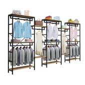 服装 店挂衣架陈列简易家用卧室铁艺衣帽架 店展示架组合双层男女装